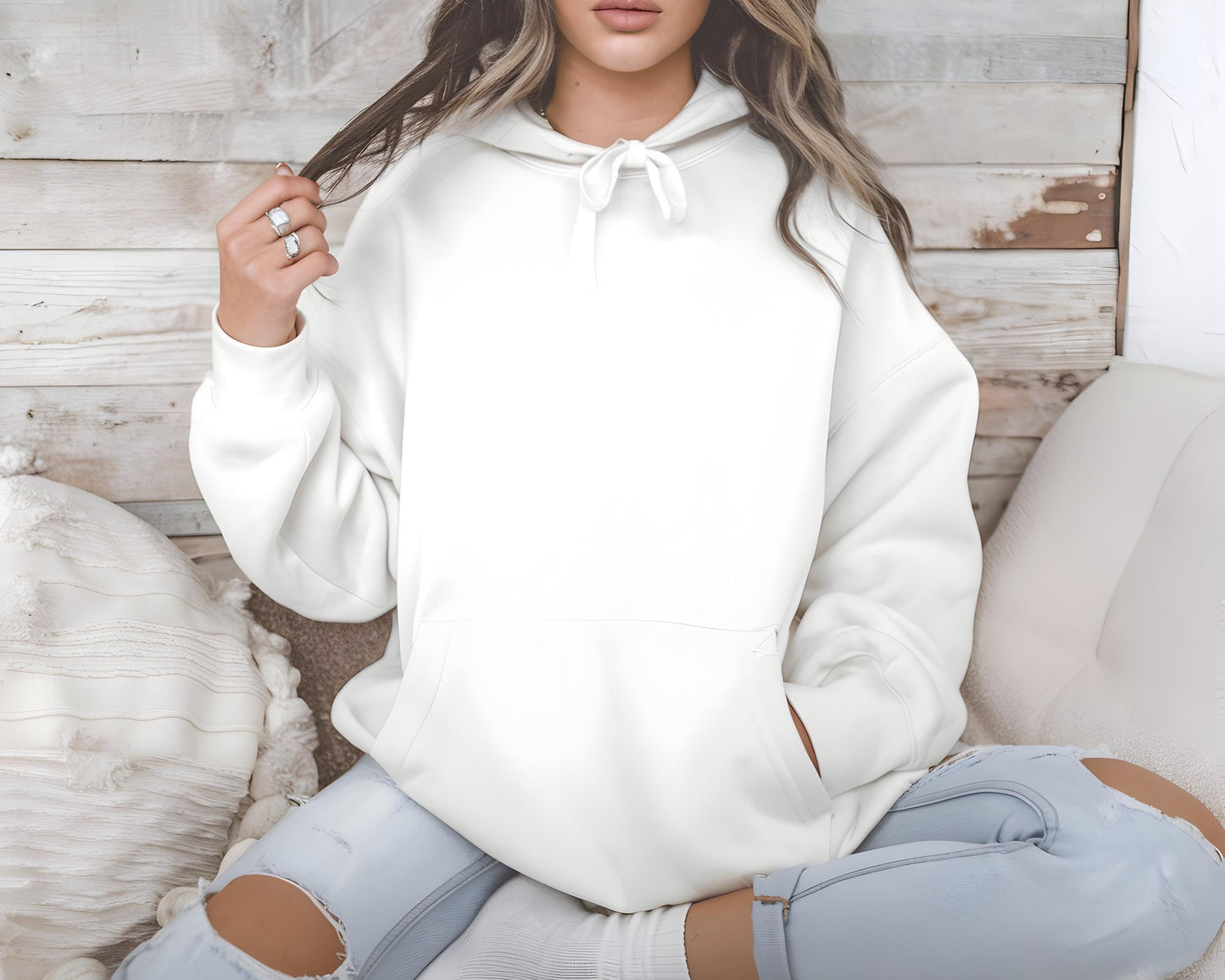 Gildan 18500 Hoodie Mockup Bundle, Boho Neutral, Real Model (JPEG & PSD)