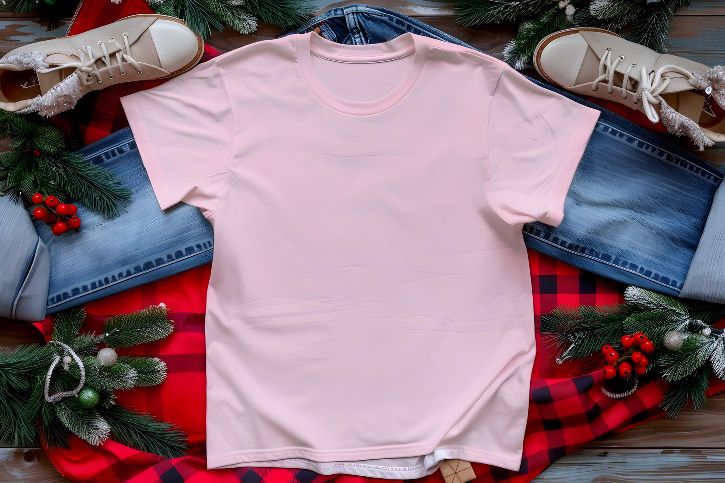 Christmas T-Shirt Mockup Bundle, Festive Holiday Designs (Digital Download)