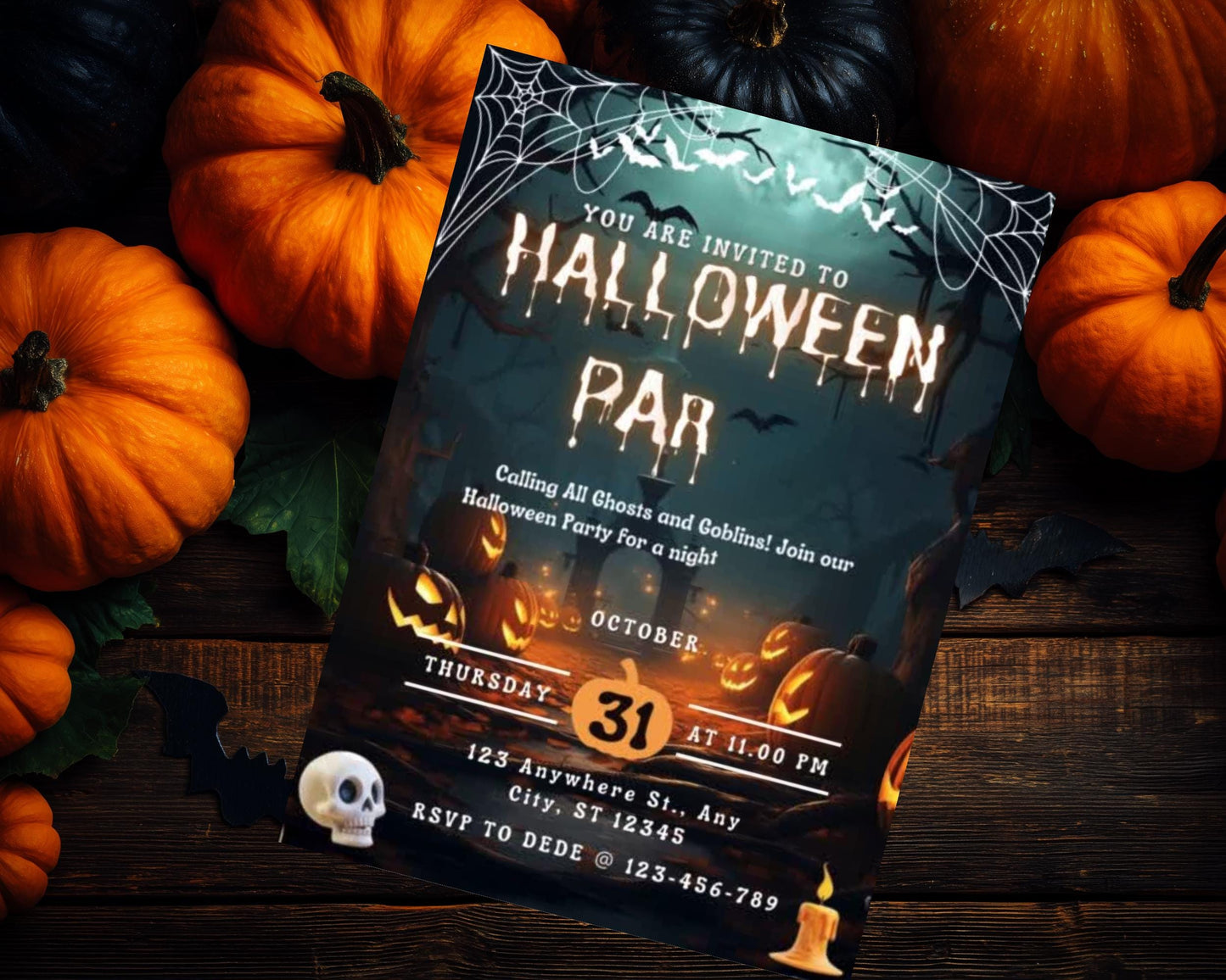 Invito modificabile per una festa di Halloween spettrale: itinerario fai da te (digitale)