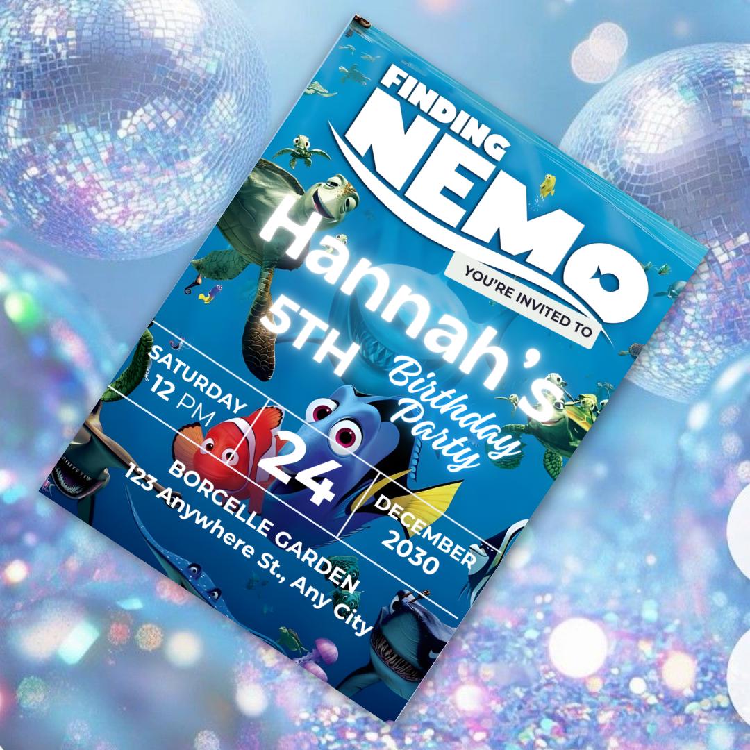 Finding Nemo Birthday Invitation: Editable Ocean Party Invite (Canva Template)
