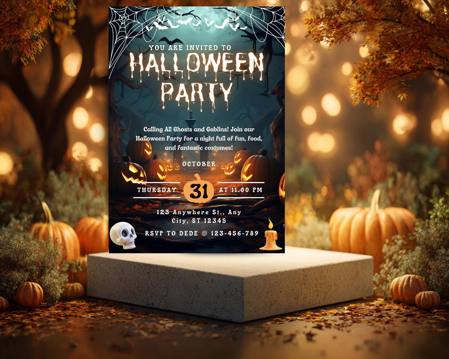 Editable Spooky Halloween Party Invitation: DIY Itinerary (Digital)