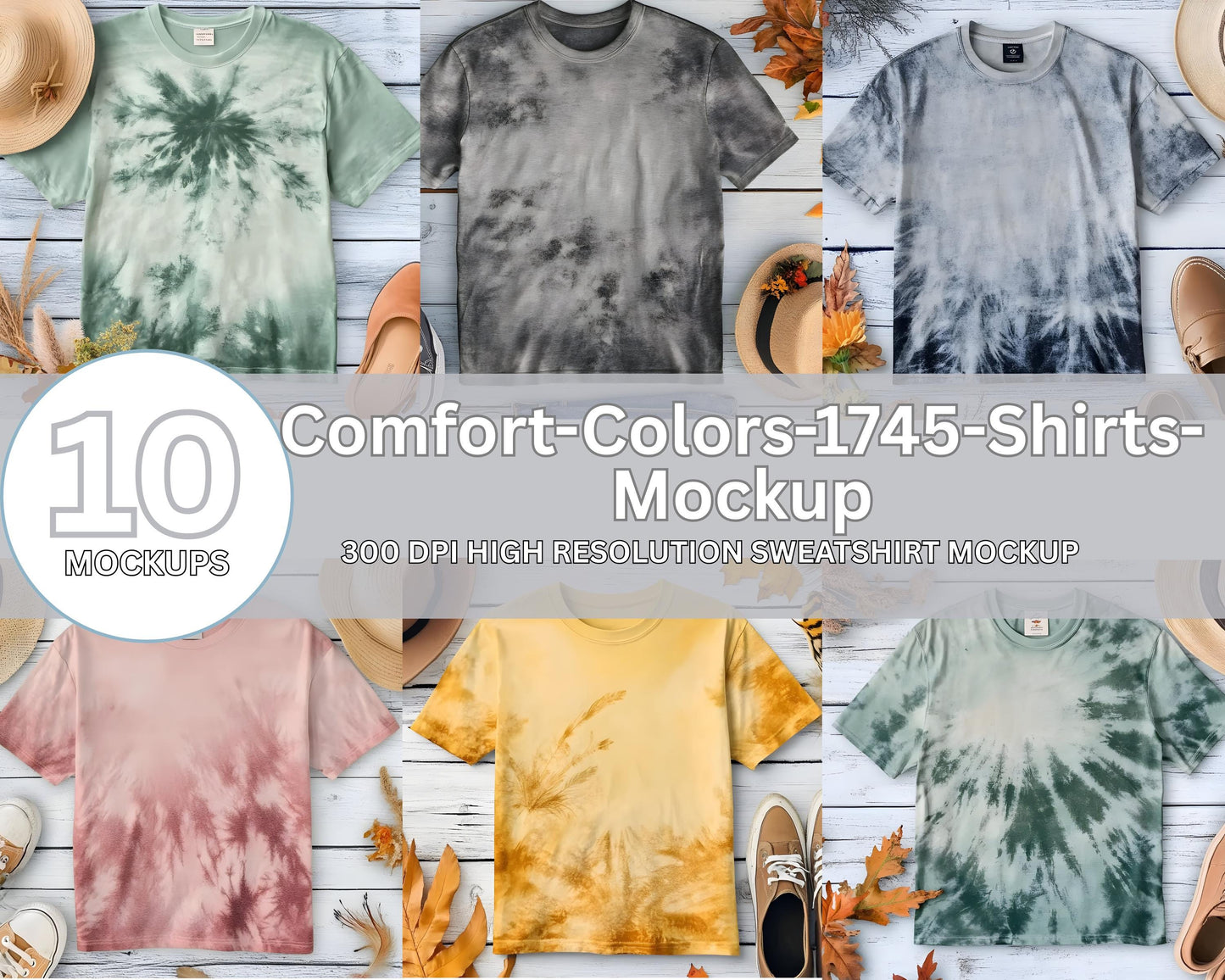 Mockup di camicia Comfort Colors 1745 Smoke: Trendy Flat Lay (download digitale)