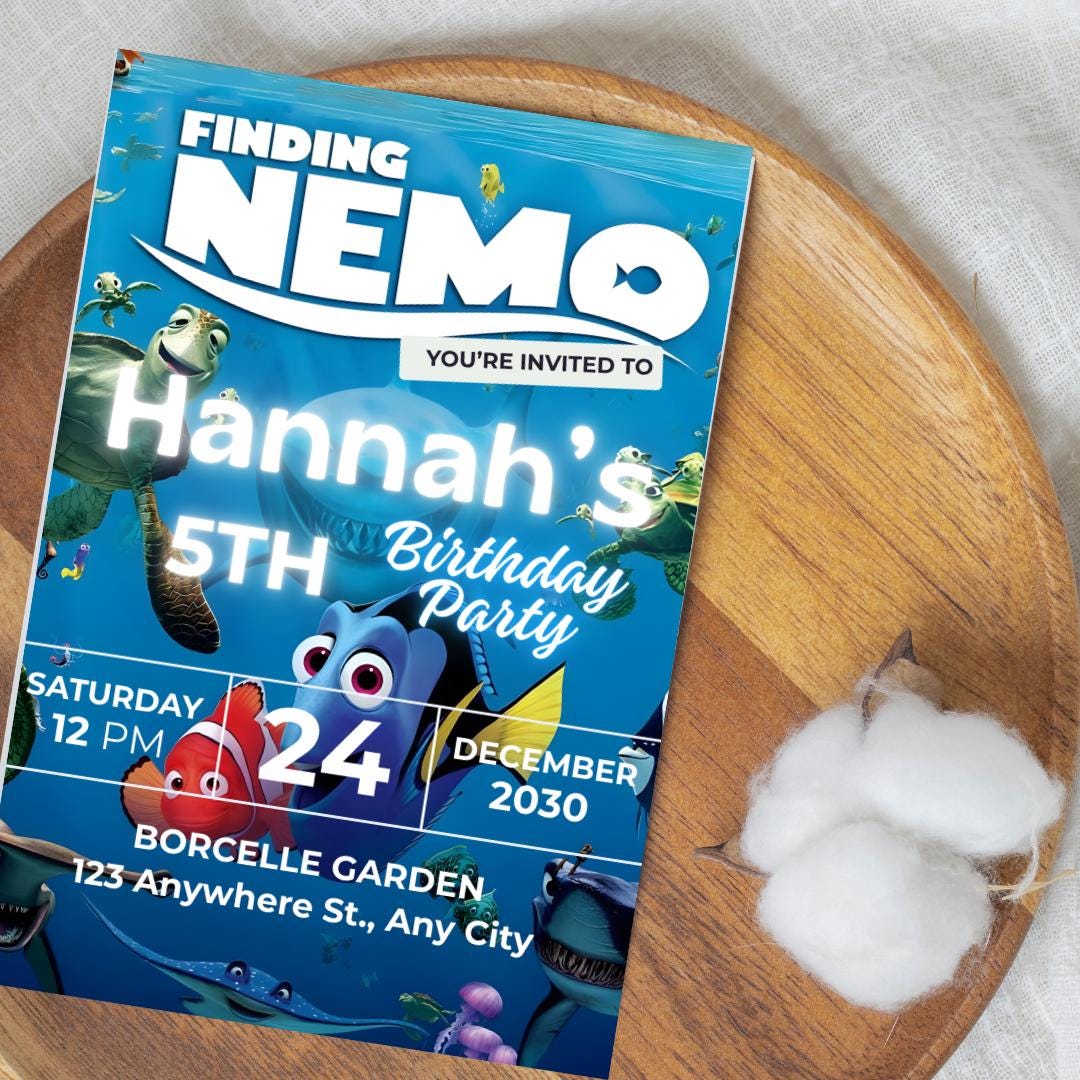 Finding Nemo Birthday Invitation: Editable Ocean Party Invite (Canva Template)
