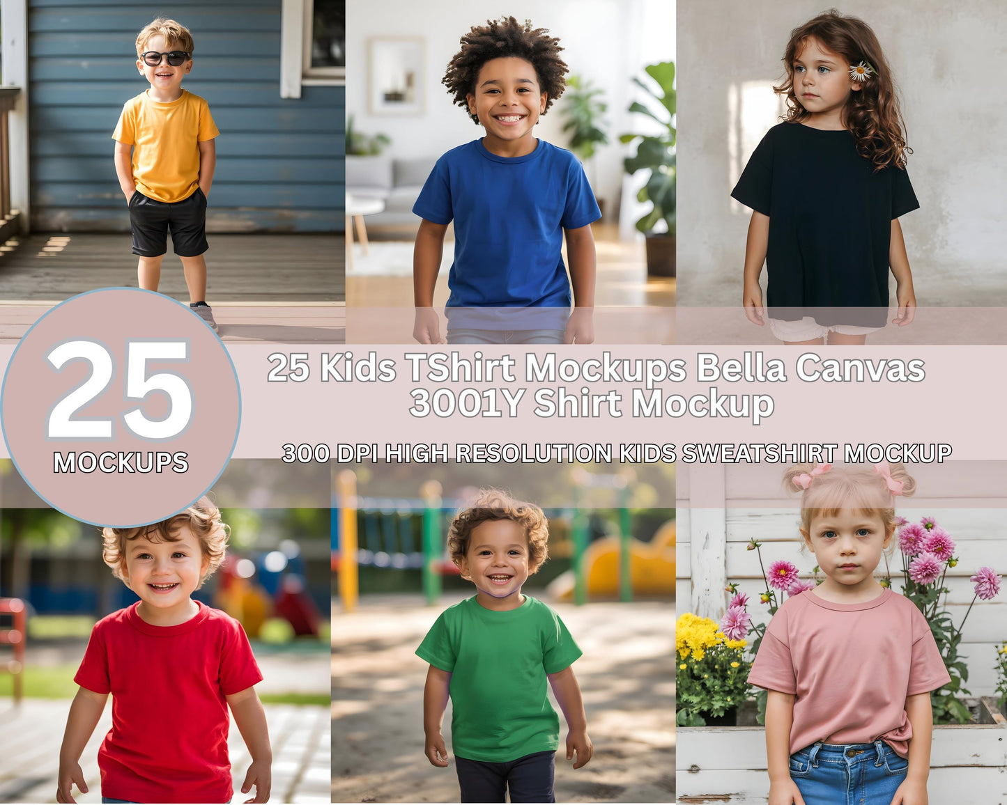 25 modelli di magliette per bambini: Bella Canvas 3001Y (download digitale)