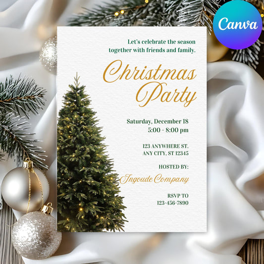 Editable Santa Hat Christmas Party Invitation: Canva Template