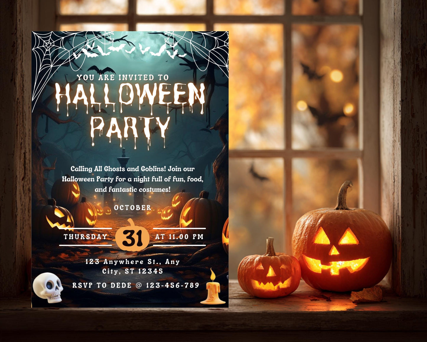 Editable Spooky Halloween Party Invitation: DIY Itinerary (Digital)