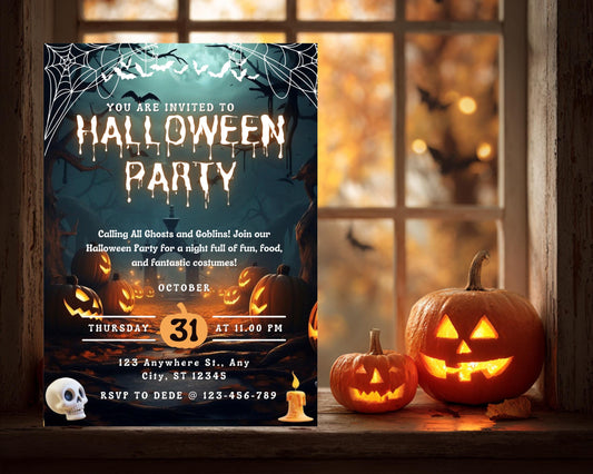 Editable Spooky Halloween Party Invitation: DIY Itinerary (Digital)