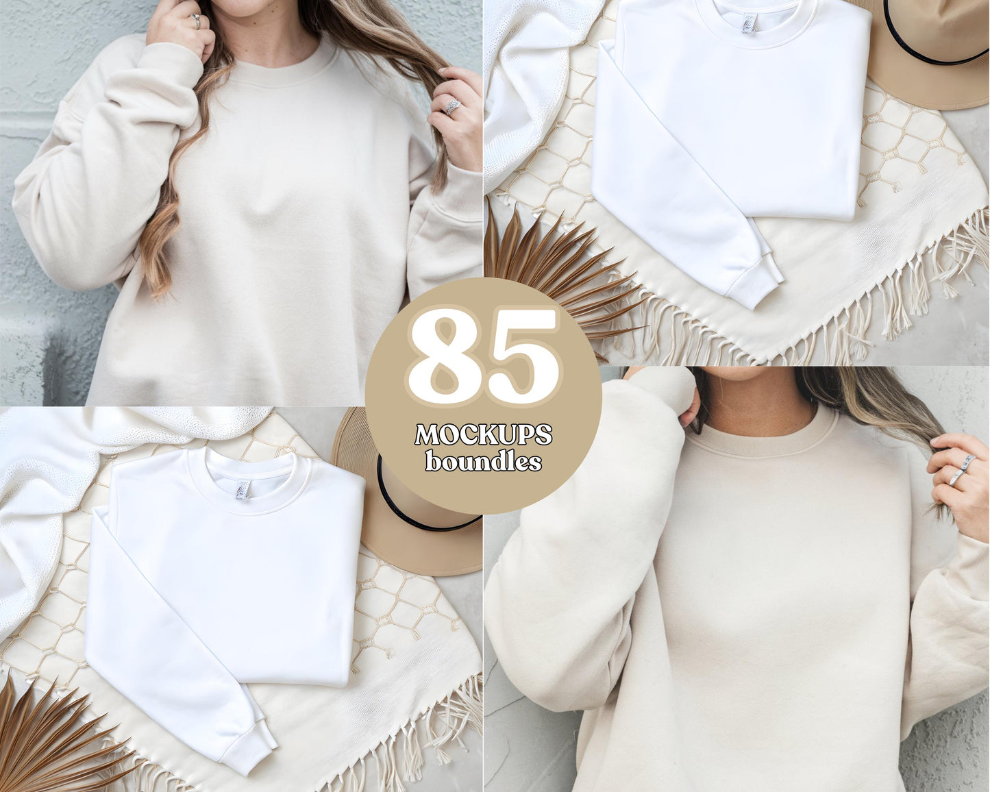 Gildan 18000 Felpa Mockup Bundle: Flat Lay, Minimalista (Download Digitale)