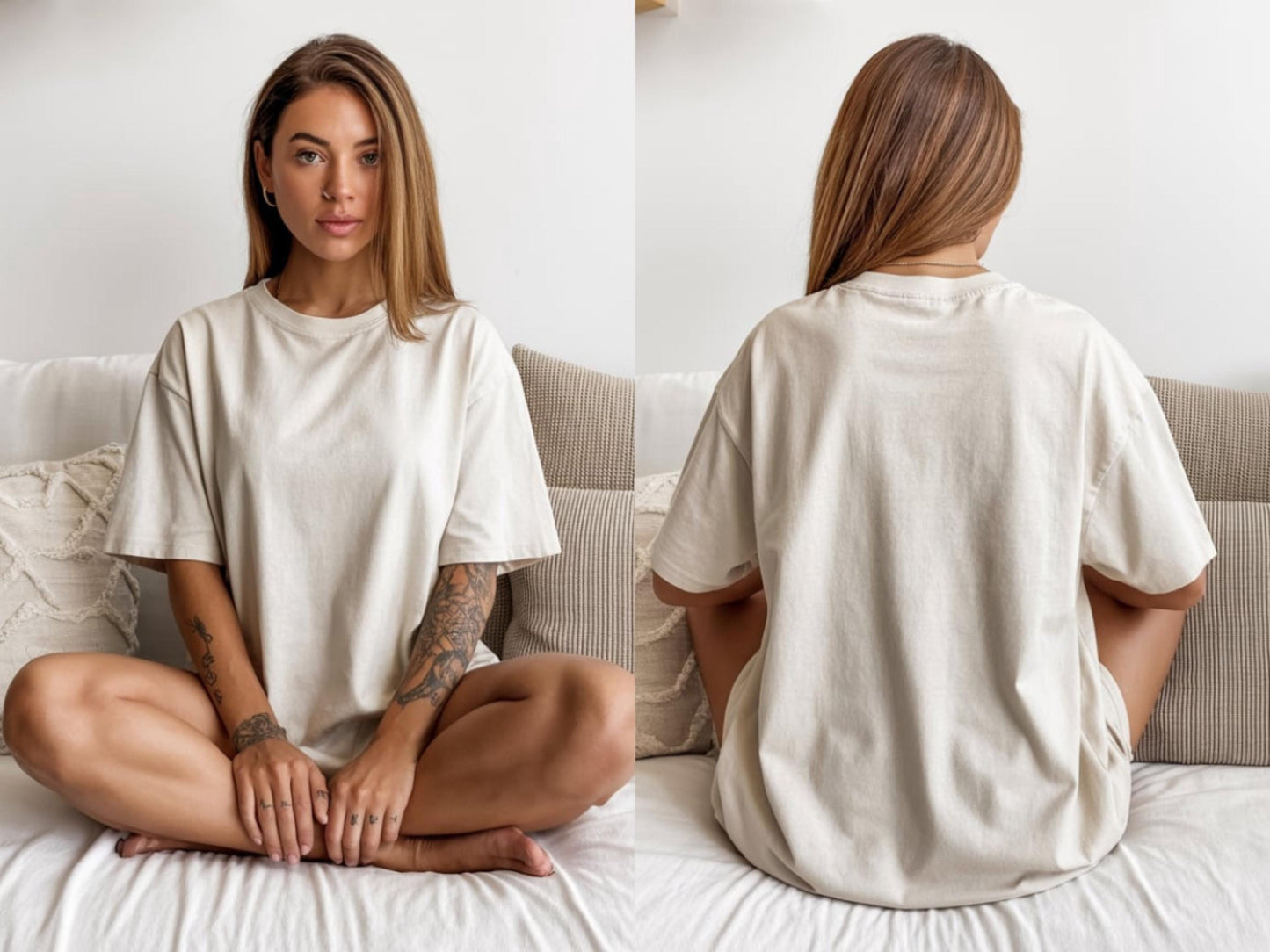 Pacchetto mockup di magliette Comfort Colors C1717: vista anteriore e posteriore (download digitale)